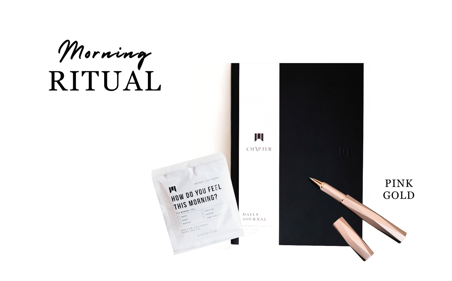 「MORNING RITUAL」早起きしたくなるジャーナルセット (DAILY JOURNAL + PEN + COFFEE 5枚入り) 税込【送料無料!】